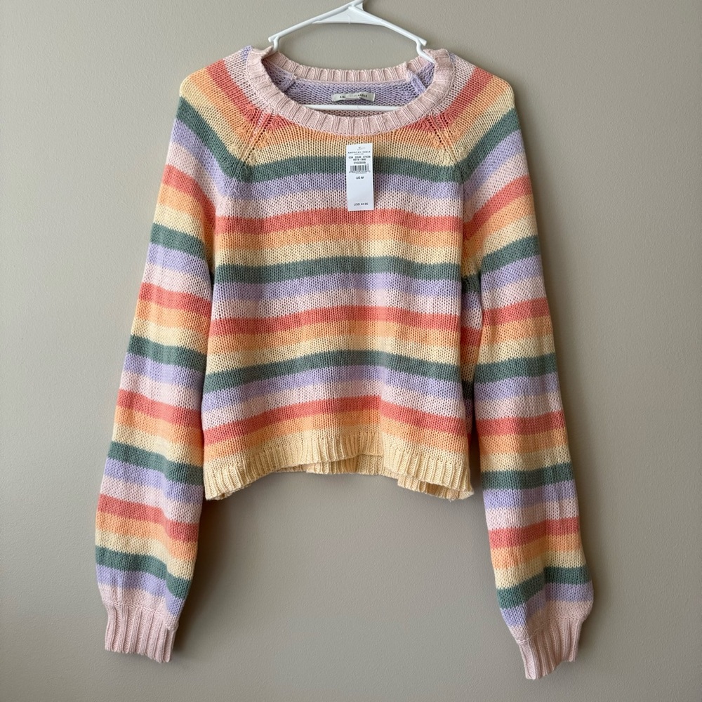 American Eagle rainbow striped knit sweater